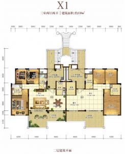 情景洋房 X1户型3房2厅2卫 建筑面积138平米 二层